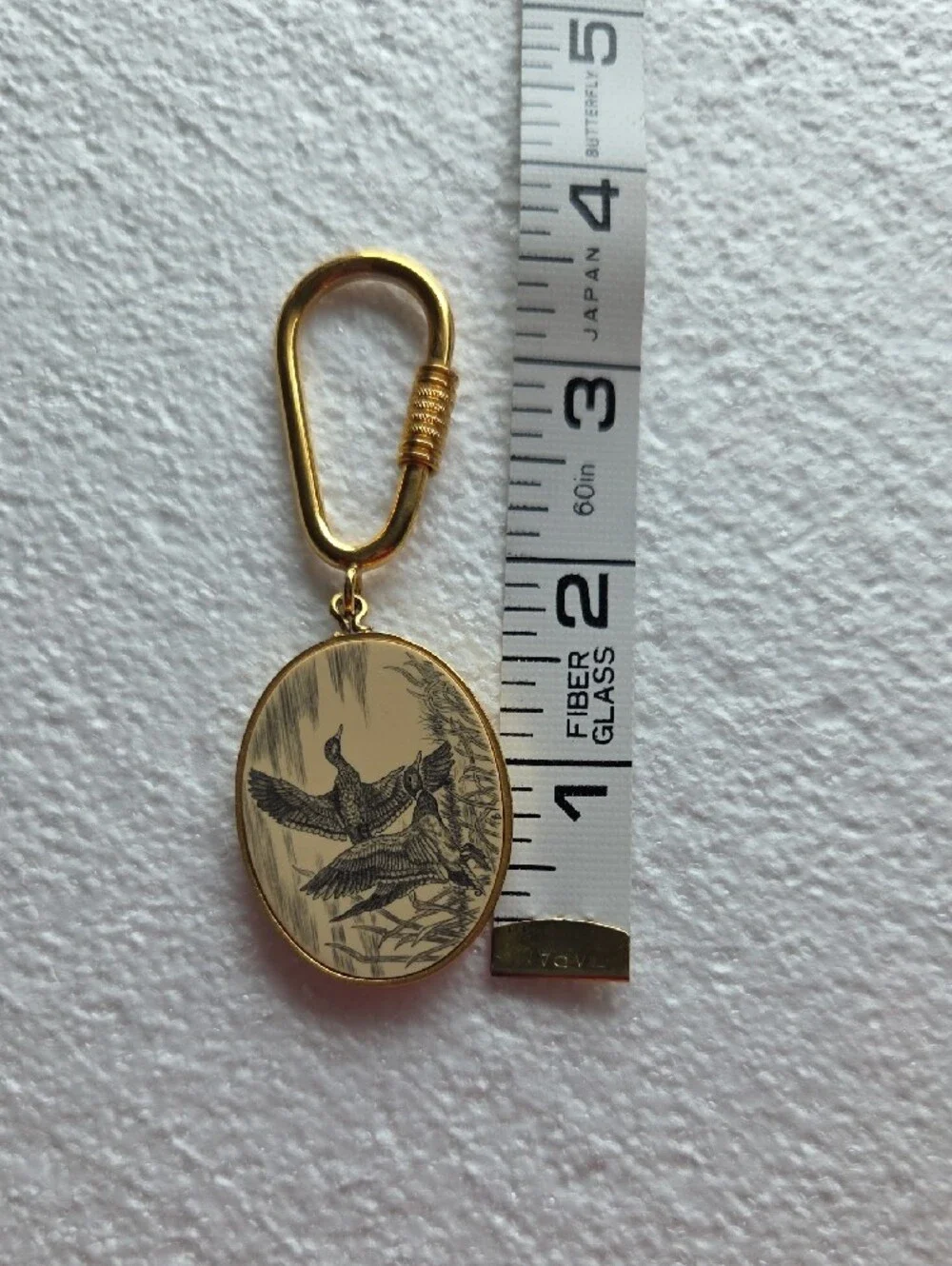 Gold Duck-Engraved Oval Keychain – Mens Accessory